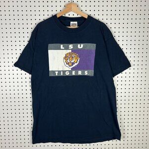 LSU Tigers Vintage Graphic T Shirt Size Large‎ Tultex Navy Blue Louisiana State